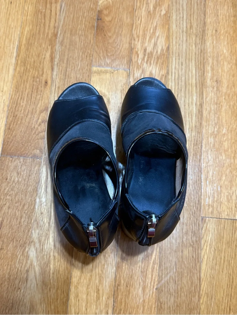Black platform mesh heels wedges sandals size 6 or 37